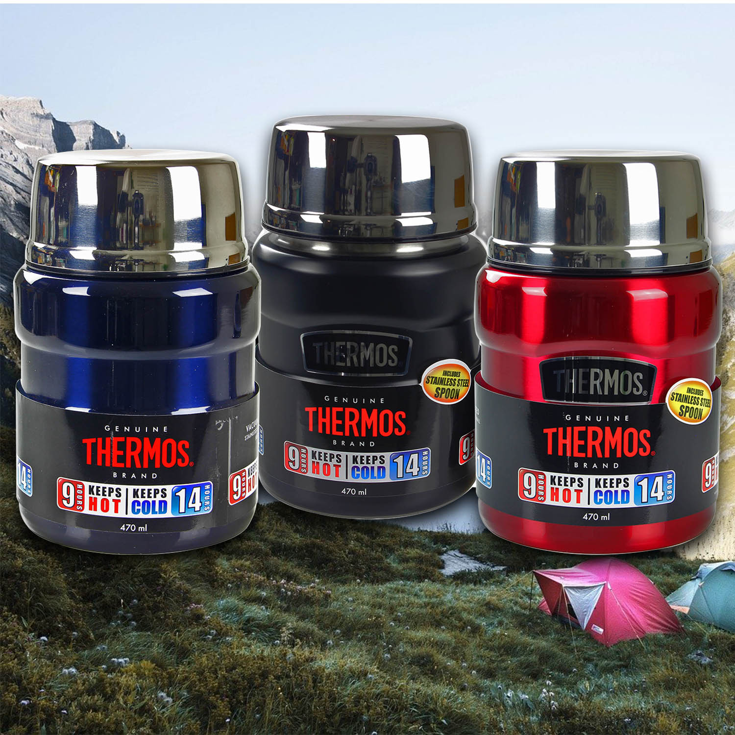 Thermos 470Ml Flask Stainless Steel King Vacuum Insulated Food Jar With